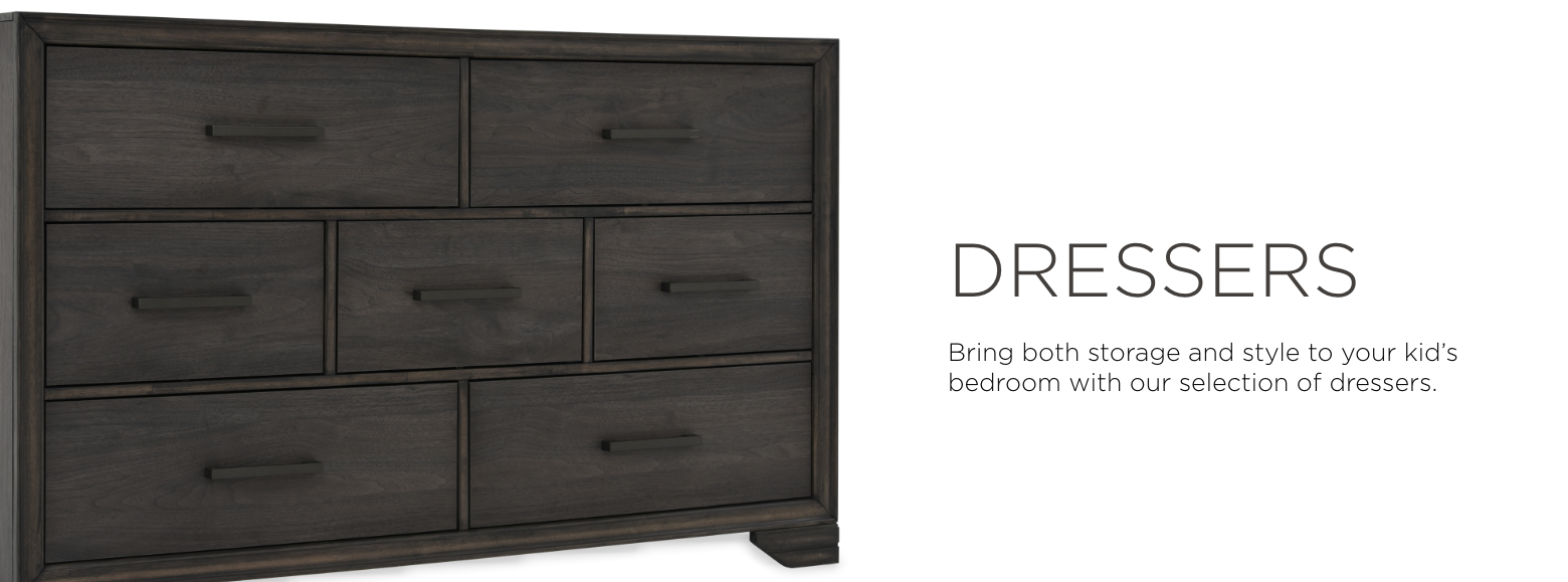 Dressers. Bring both storage and style to your youth bedroom with our selection of dressers. Find your favorites below.